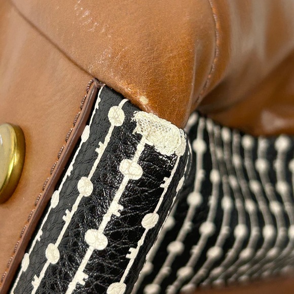 Fossil Sydney Black White Brown Satchel / Crossbody - Picture 11 of 13